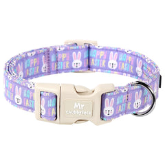 MR.CHUBBYFACE collar para perro con diseño de conejito morado, ideal para fiestas.