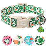 MR.CHUBBYFACE collar para perro San Patricio verde con trébol, ideal para fiestas.