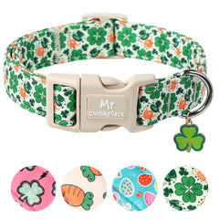 MR.CHUBBYFACE collar para perro San Patricio verde con trébol, ideal para fiestas.