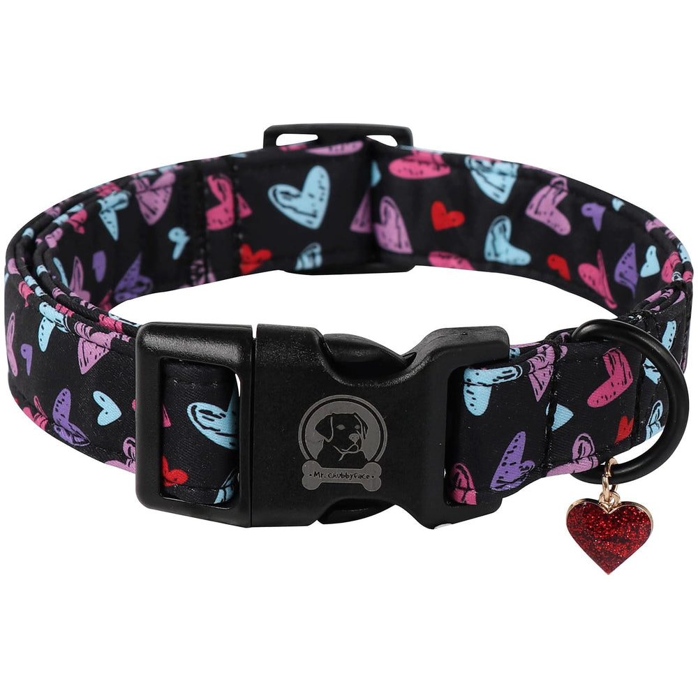 MR.CHUBBYFACE collar San Valentín con corazón rojo, ideal para paseos