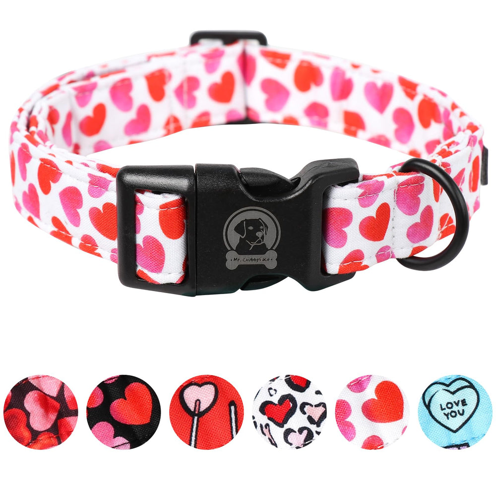 MR.CHUBBYFACE collar valentines corazon blanco, cómodo para paseos diarios.