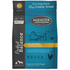 Muenster Perfect Balance empaque bolsa para almacenamiento práctico de la comida canina.