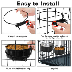 MultiOutools jaula para perros cuenco inoxidable; resistente a la corrosión para uso diario.