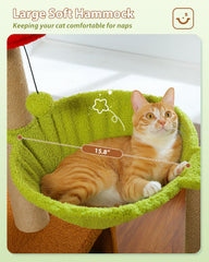 MUTTROS Flower Cat Tree: hamaca verde para descansar cómodamente.
