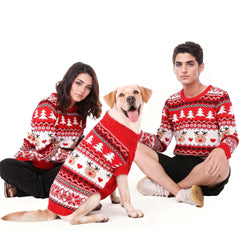 MuYaoPet familia: sudadera navideña para perro y dueño, vista frontal para fotos festivas.