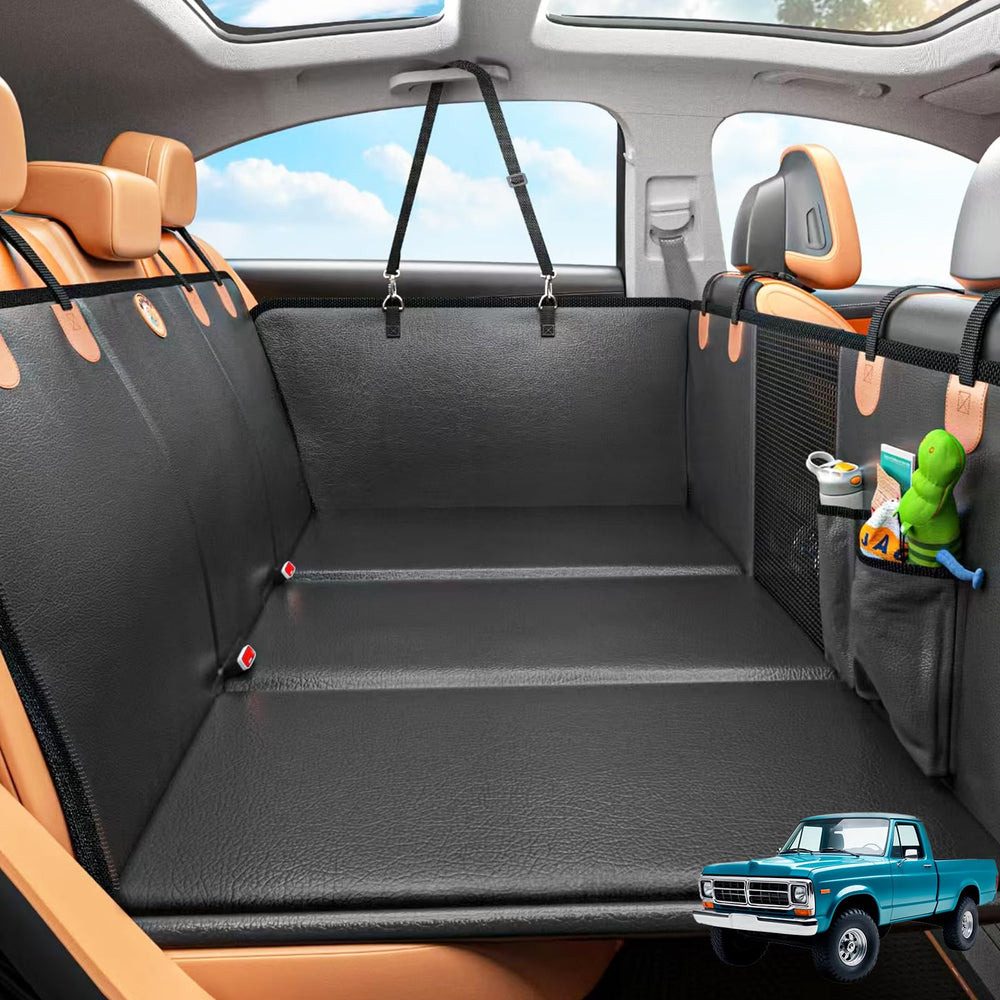 MYJAQI extensor de asiento trasero para perros con base dura y cuero PU, mayor comodidad.