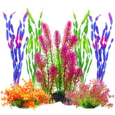 MyLifeUNIT plantas artificiales para acuario, conjunto siete estilo A, embellece el acuario con colores vivos.