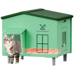Refugio Myodal para gatos exterior con calefacción, resistente e seguro para climas fríos.
