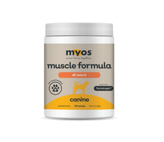 MYOS Canine Muscle Formula: botella para facilitar la dosis diaria y apoyo muscular canino.