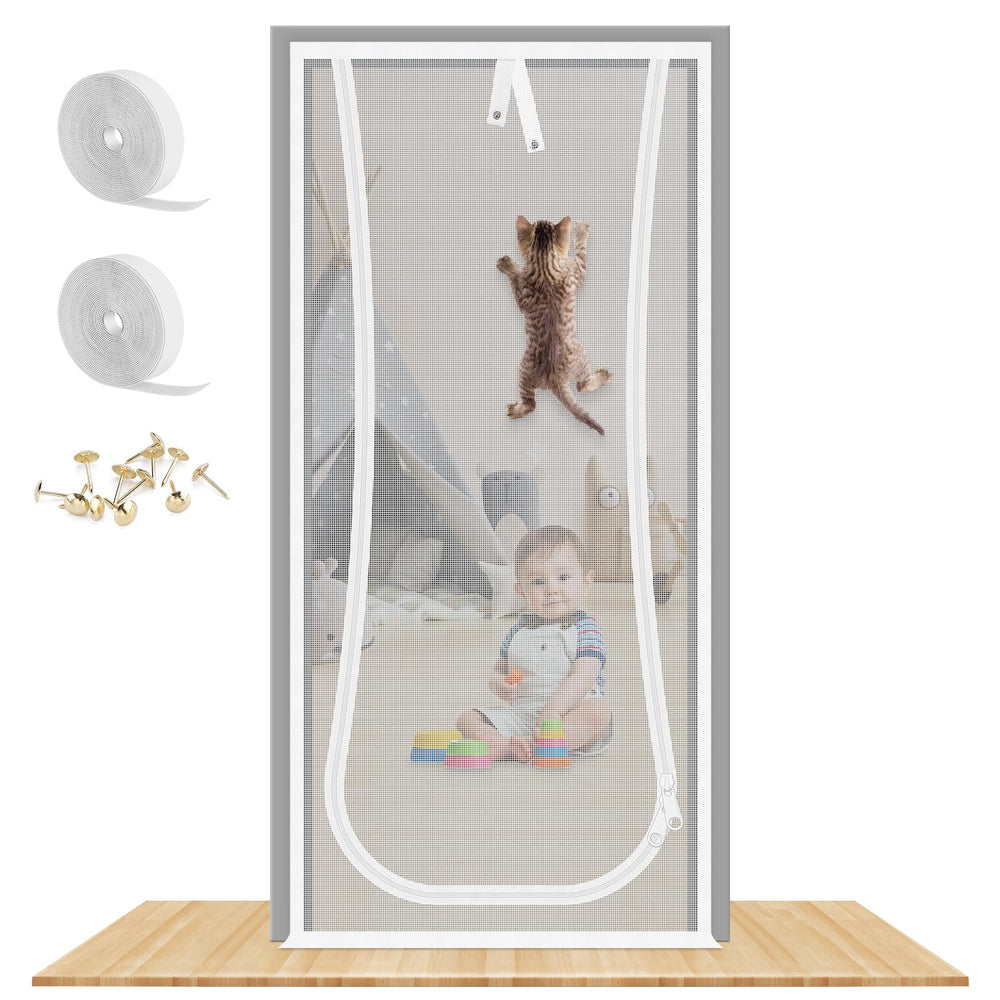 Puerta MYPIN de malla reforzada vista general, facilita ventilación segura sin salidas.