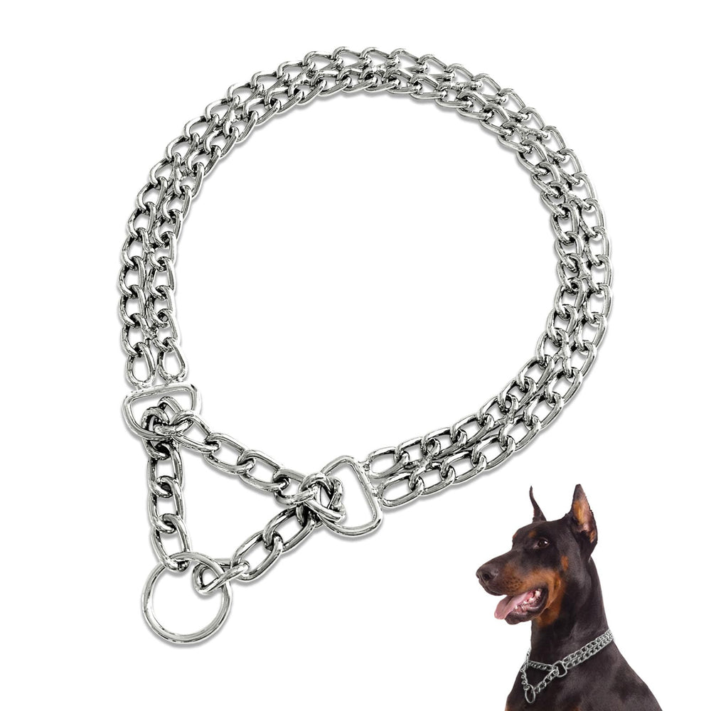 Collar martingale Mystercome en acero cromado, ideal para adiestramiento diario.