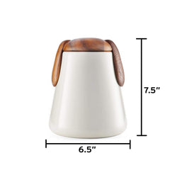 Nambe tarro con orejas de basset hound, detalle escultórico para estilo moderno.