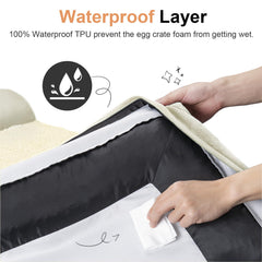 Cama NANUYA con certificaciones OEKO-TEX y CertiPUR-US para seguridad de materiales.