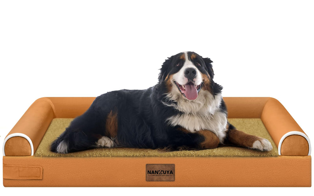 NANUYA cama ortopédica anaranjada para perros grandes, soporte cómodo