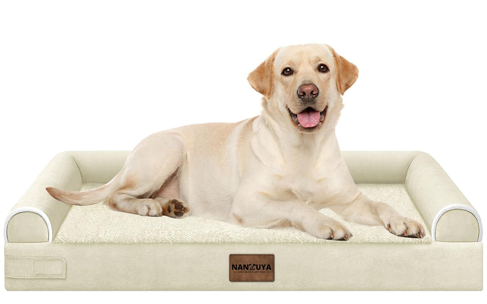 NANUYA cama ortopédica para perros grandes con espuma huevo para descanso cómodo.
