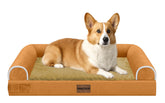 Cama NANUYA ortopédica con espuma huevo para perros grandes en color naranja.