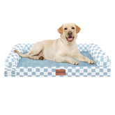 NANUYA cama ortopédica para perro grande con espuma huevo y patrón enrejado ofreciendo confort duradero.