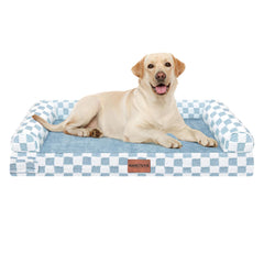 NANUYA cama ortopédica para perro grande con espuma huevo y patrón enrejado ofreciendo confort duradero.