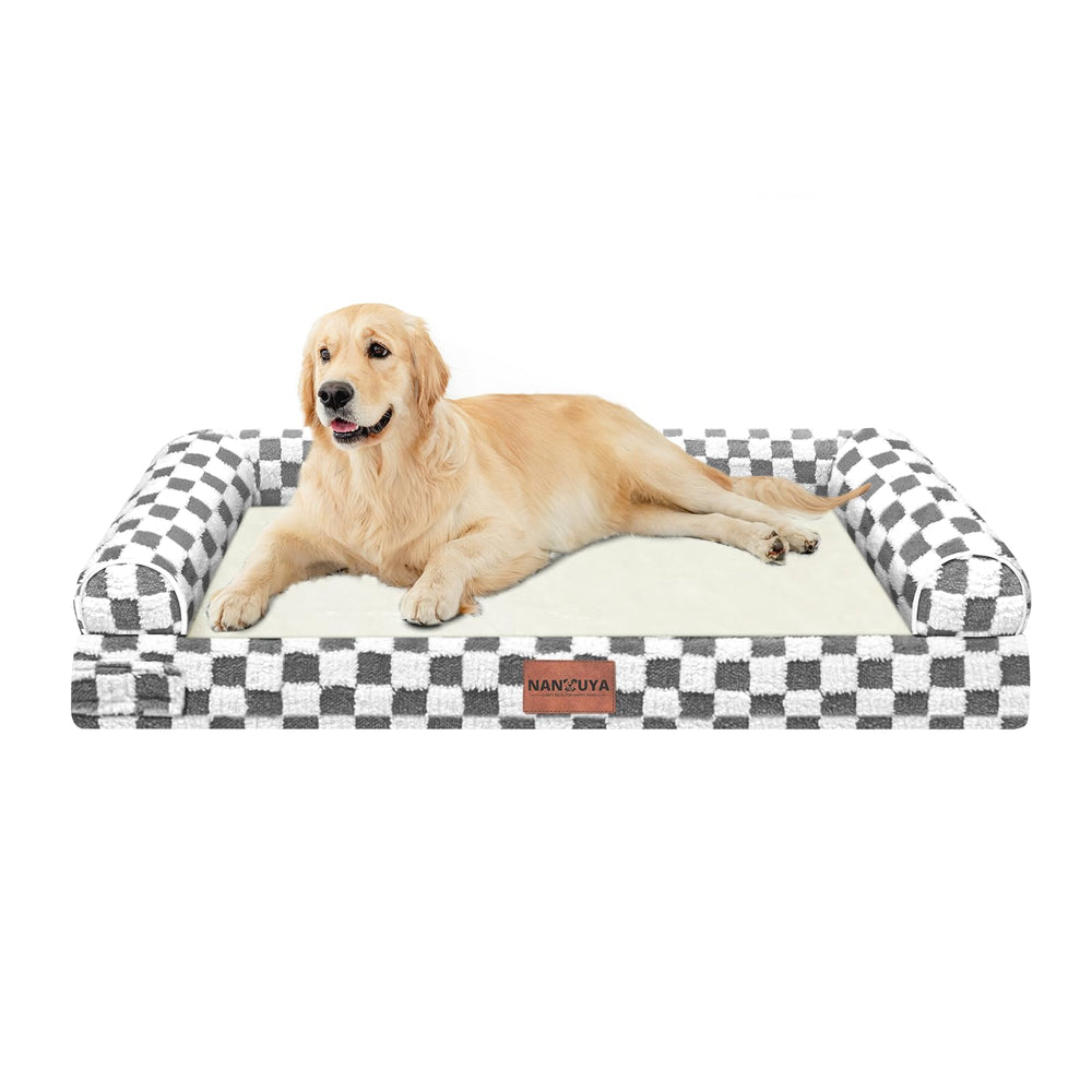 Cama NANUYA para perros grandes con soporte ortopédico y espuma tipo huevo.