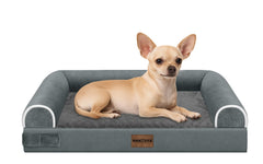 NANUYA cama para perro pequeño con respaldo triple para mayor comodidad y seguridad al dormir