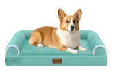 Cama NANUYA para perros con forro de terciopelo azul, confort suave para siestas largas.