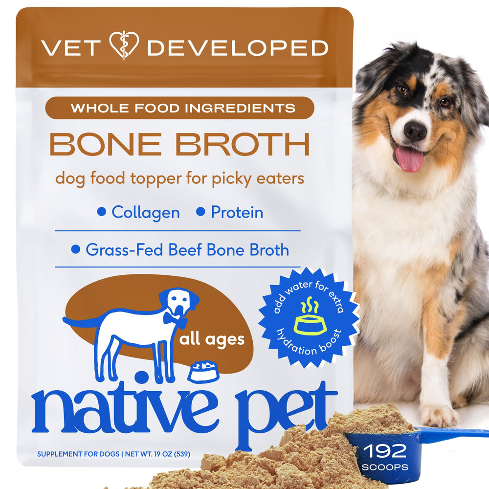 Native Pet Caldo de Huesos en Polvo para perros y gatos, sabor intenso y fácil de usar