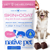 Native Pet Omega Skin Coat empaque facilita la rutina diaria de cuidado del perro.