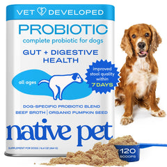 Native Pet Probiotics para Perros, polvo de potencia máxima para la digestión