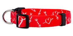 Detalle del collar con corazón rosado de Native Pup, toque tierno.
