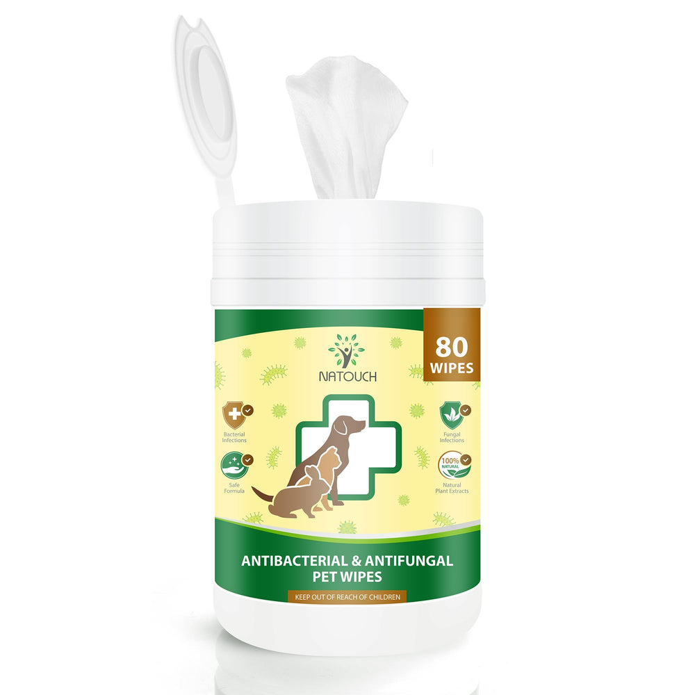 Natouch: toallitas antifúngicas y antibacterianas para perros y gatos, 80 unidades