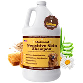 Natural Dog Company champú para piel sensible, galón de 128 oz ideal para hogares con varios perros.