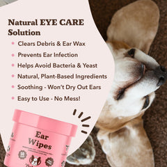 Natural Dog Company infografía de ingredientes naturales: mirra y aloe para cuidado suave.