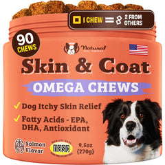 Natural Dog Company Skin & Coat: botella de aceite de salmón, pelaje suave.