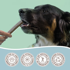 Natural Dog Company textura ondulada: masticación que favorece la higiene bucal diaria.