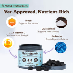 Natural Dog Company Vet Strength Multivitamin, gomitas suaves, sabor agradable para una toma diaria.