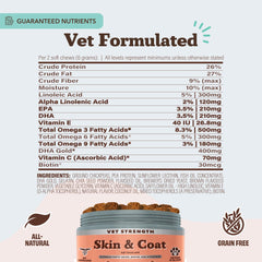 Natural Dog Company Vet Strength Omega rutina diaria de masticables para soporte nutricional esencial.