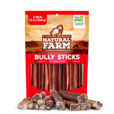 Natural Farm Bully Sticks seis pulgadas por peso para masticación prolongada.
