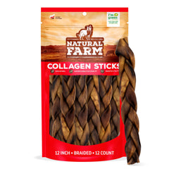 Natural Farm colágeno trenzado para perro, masticación duradera para distintos tamaños.