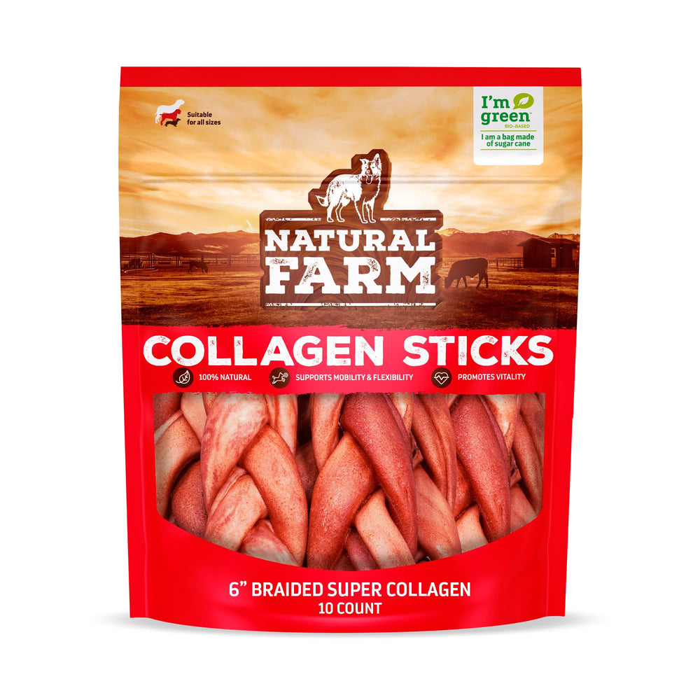 Natural Farm Huesos de Colágeno sin olor para perros, masticación prolongada en 6 pulgadas