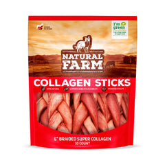 Natural Farm Huesos de Colágeno sin olor para perros, masticación prolongada en 6 pulgadas