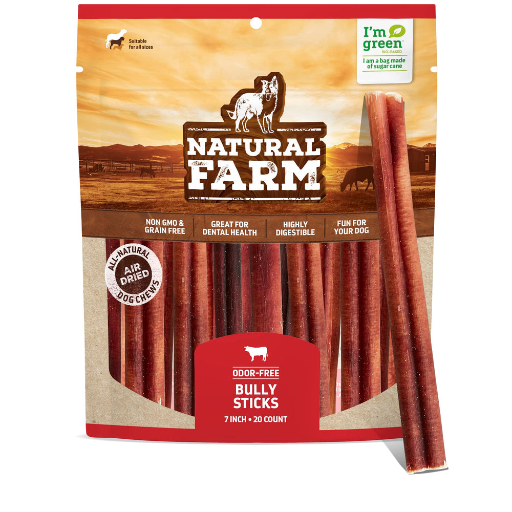 Natural Farm palitos bully de 7 pulgadas para perros medianos y grandes, cuidado dental