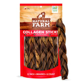 Natural Farm palitos de colágeno trenzados para perros, masticación prolongada