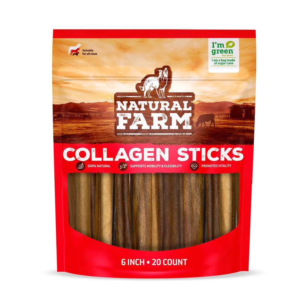 Natural Farm palitos de colágeno de 6 pulgadas en empaque de 20 para perros pequeños