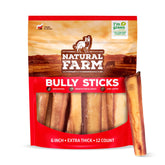 Natural Farm palitos de res jumbo sin olor, masticación de larga duración para perros.