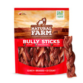 Natural Farm palitos de res trenzados de 6 pulgadas para masticar seguro