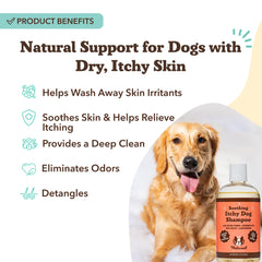 Etiqueta del champú sin fragancia de Natural Dog Company, ideal para perros alérgicos.