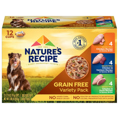 Nature's Recipe copa pollo y venado en caldo sabroso, combinación proteica para variedad.