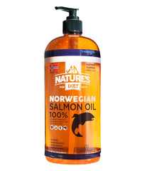Nature's Diet Pet aceite de salmón noruego 32 oz, botella con bomba para dosificación fácil.