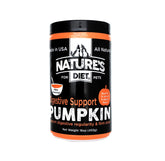 Nature's Diet polvo de calabaza en tarro para apoyar la digestión de tu mascota.