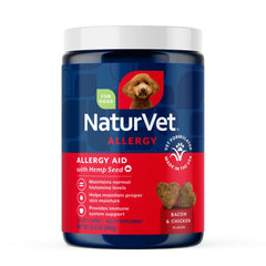 NaturVet alivio-alergias para perros con masticables suaves, apoyo diario al bienestar.